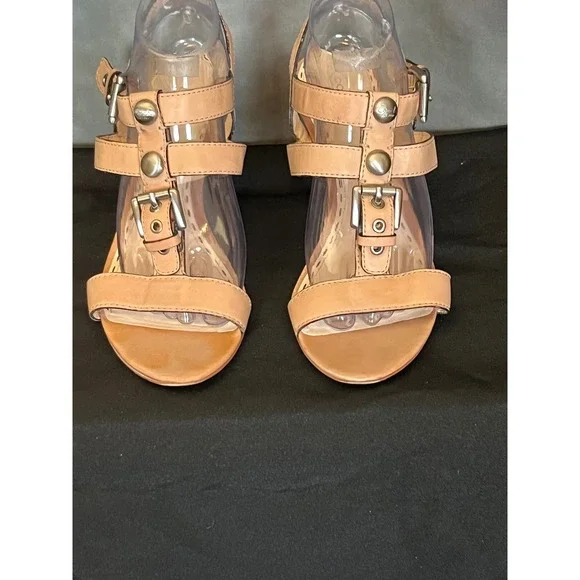 Coach Robin T-Strap Tan Leather Strappy Stiletto Heels Sandals Women's Size 10 B - Picture 4 of 9
